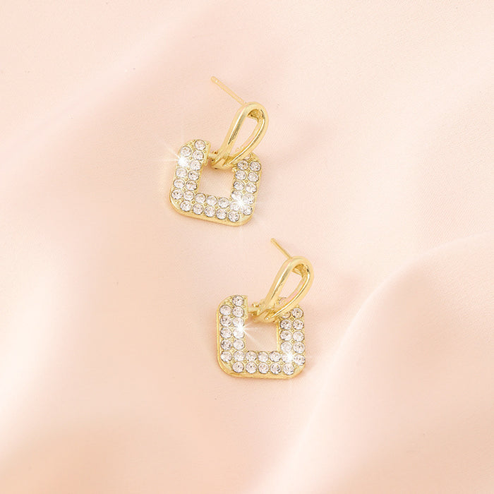 Wholesale New light luxury earrings with geometric diamond studded earrings, high-end and fashionable earrings wholesale