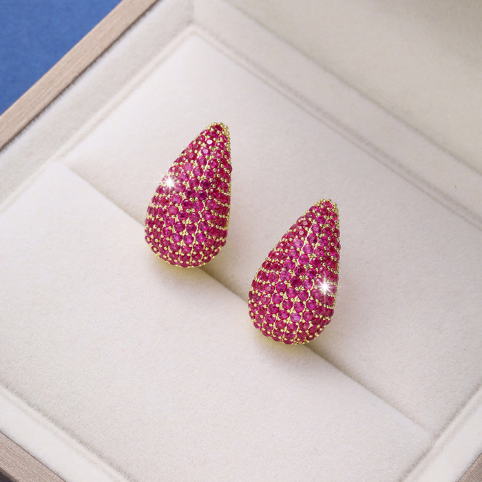 Wholesale Alloy Micro-inlaid Diamond Water Drop Earrings JDC-ES-ZhuoM001