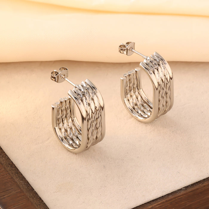 Wholesale New titanium steel earrings with gold electroplating, fashionable and simple earrings, 5-wire spliced stainless steel earrings