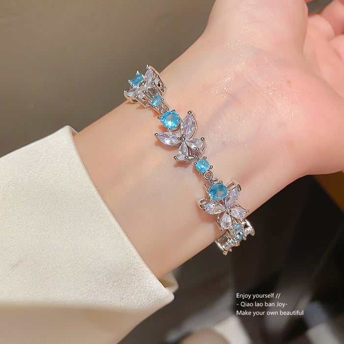 Wholesale Copper Zircon Flower Hexagon Cuff Bracelet Trendy Jewelry