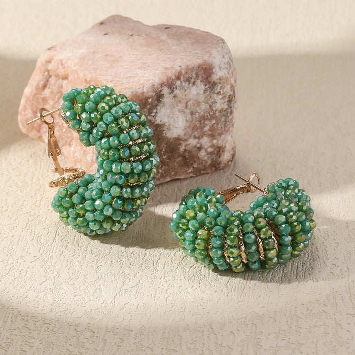 Wholesale New Fashionable Simple Circular Handmade Beaded Earrings and Ear Accessories