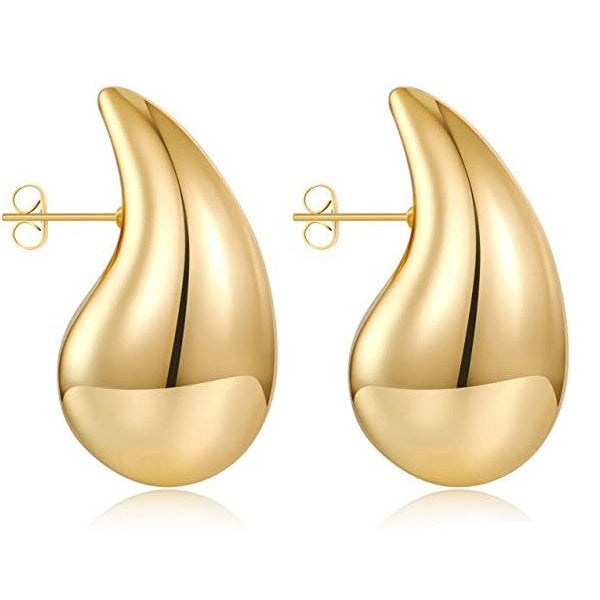 Wholesale Fashionable and high-end gold water droplet hollow earrings sell well, niche design earrings, temperament earrings