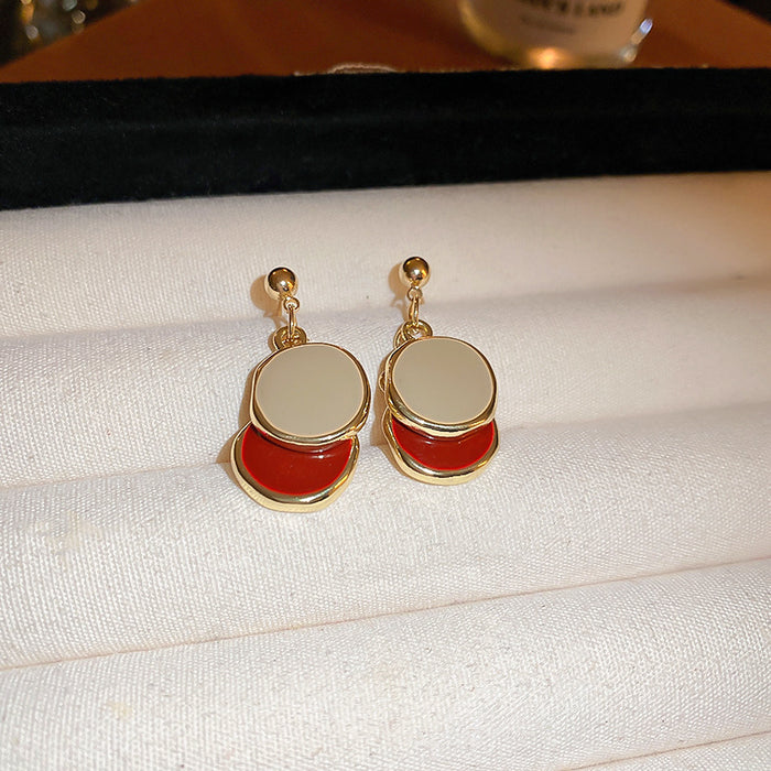 Wholesale Silver needle oil drop flower geometric earrings  summer new all-match earrings