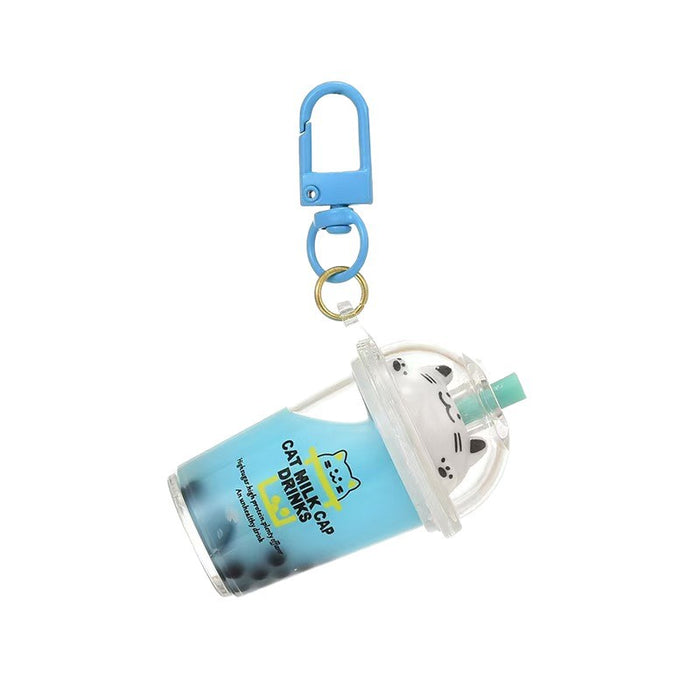 Wholesale Quicksand Cat Bubble Tea Keychain