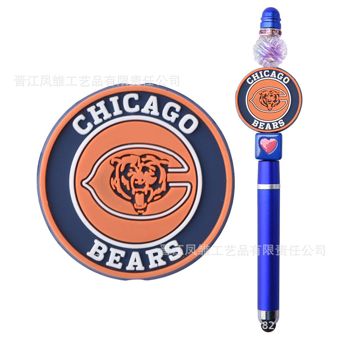 Wholesale 50pcs Rugby team series beads ballpoint pen beaded accessories fun stationery cartoon accessories detachable