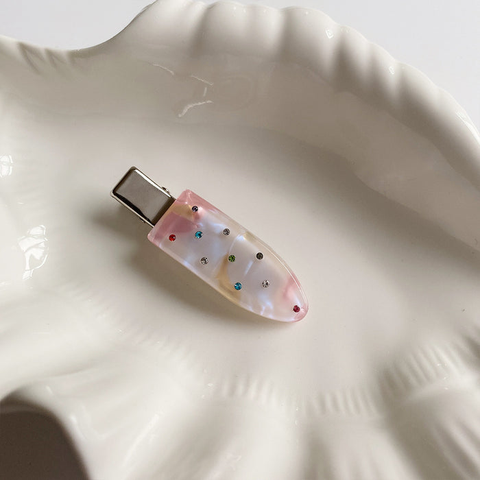 Wholesale Colorful diamond side hair clip with no trace, elegant edge clip, high-end feeling, duckbill clip, fashionable and versatile headband