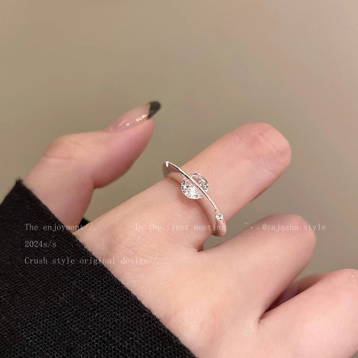 Wholesale Rotatable Silver brushed Diamond Planet Ring Fashion Open Finger Ring Personalized Ring