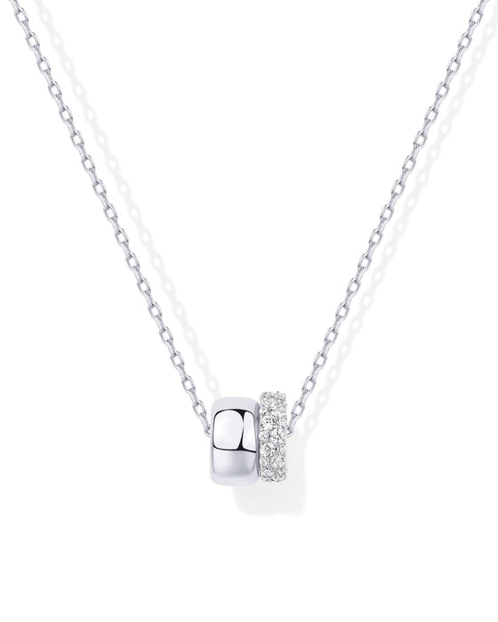 Wholesale Brass genuine gold electroplated zircon set fashionable double circle pendant versatile women's necklace
