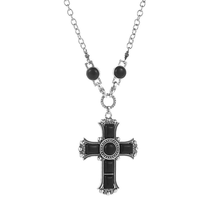 Wholesale Alloy Cross Shape Turquoise Pendant Necklace JDC-NE-HM001