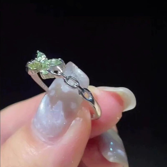 Wholesale Diamond butterfly ring with niche design, simple and exquisite index finger ring