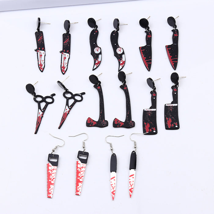 Wholesale Acrylic Printed Blood Color Knife Earrings Personalized   Earrings