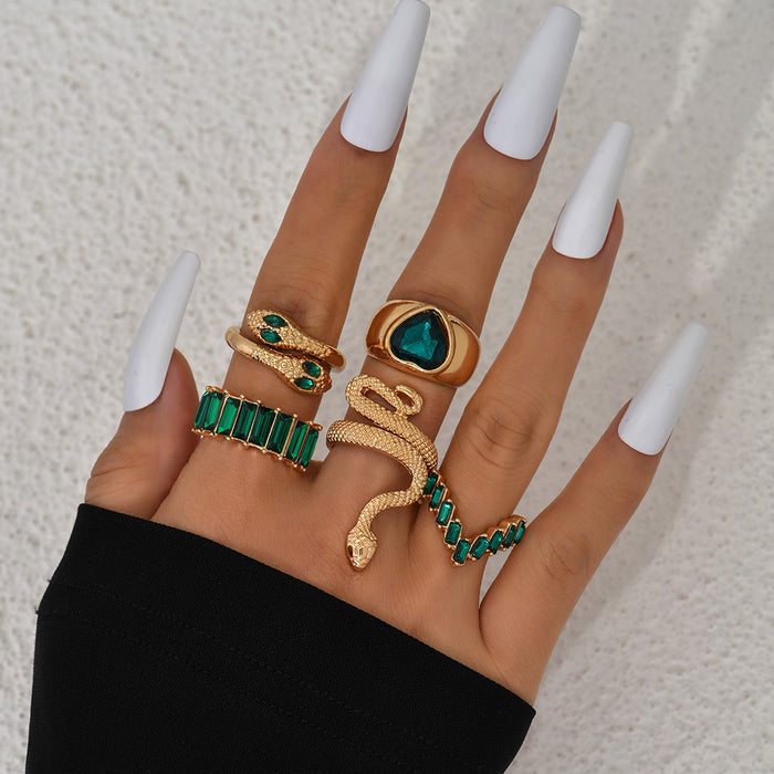 Wholesale Turquoise Carved Feather Ring Set