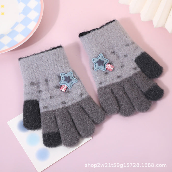 Wholesale Cute Star-Shaped Cold-Weather Knitted Gloves