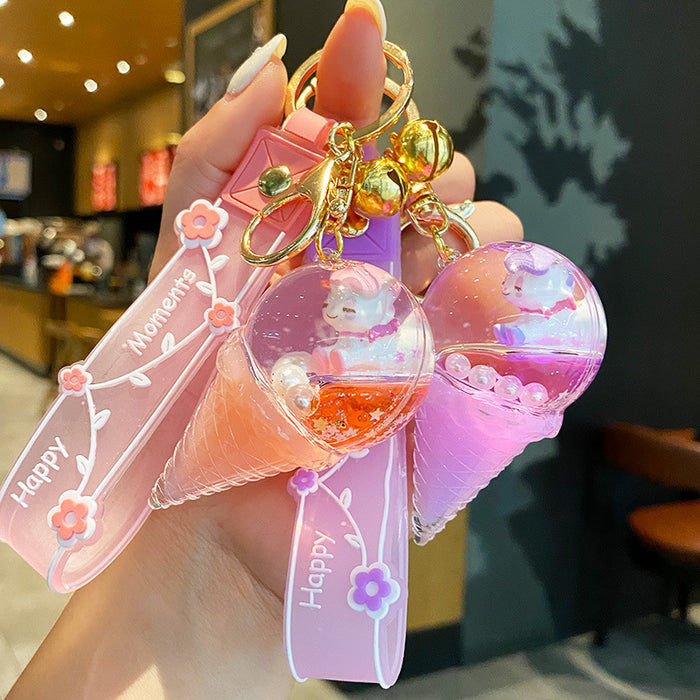 Wholesale Acrylic Ice Cream Unicorn Quicksand Keychain JDC-KC-ManL003