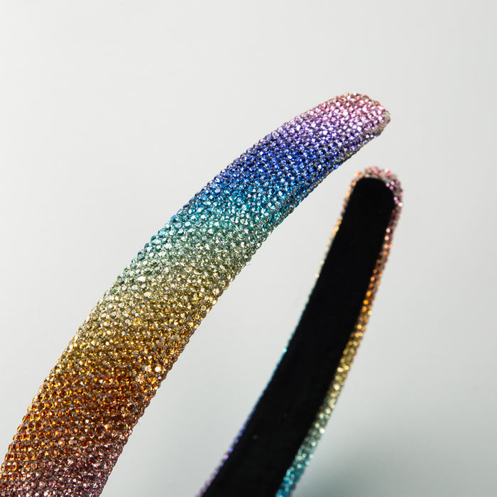 Wholesale Simple Rainbow Full Diamond Headband JDC-HD-HM021