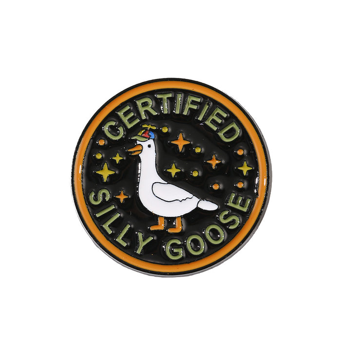 Wholesale Trendy Metal Goose Brooch Pin With Cute Letter Phrases Animal Badge For Hat Backpack Decor Casual Gift Accessory