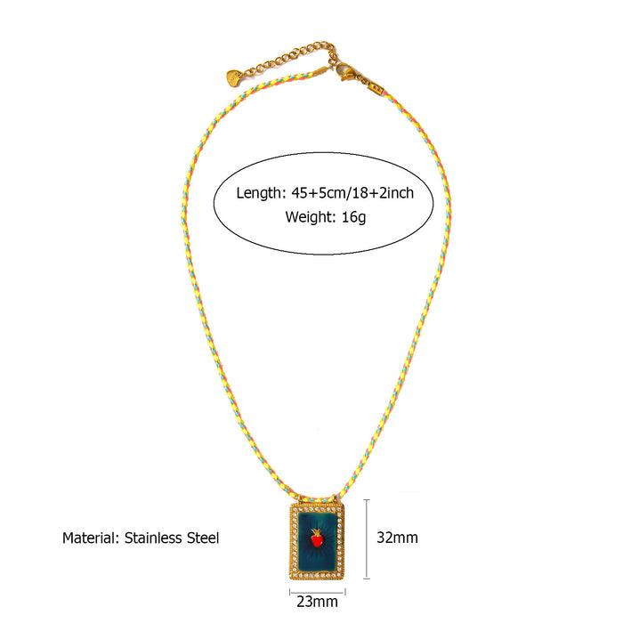 Wholesale Wholesale of Artistic Stainless Steel Colorful Dripping Oil Dafang Brand Cotton Rope Necklace
