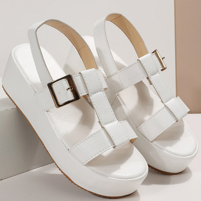 Wholesale Summer Round Toe PU Simple Wedge Sandals JDC-SD-WeiZ002