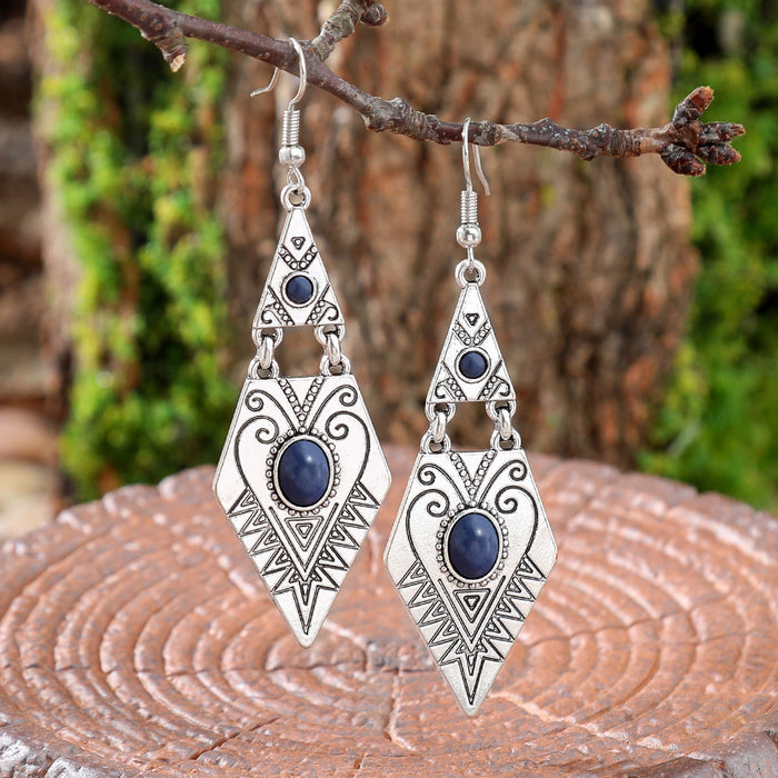Wholesale Ancient Silver Zinc Alloy Bohemian Triangle Earrings Geometric Retro Fashion Accessory MOQ≥2