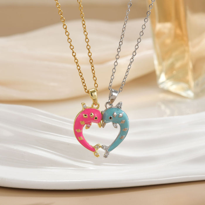 Wholesale Cartoon rainbow heart magnetic interlocking choker necklace