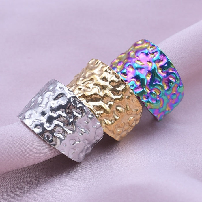 Wholesale Stainless steel titanium steel ring geometric ring for men and women, cool and niche style, simple and adjustable opening