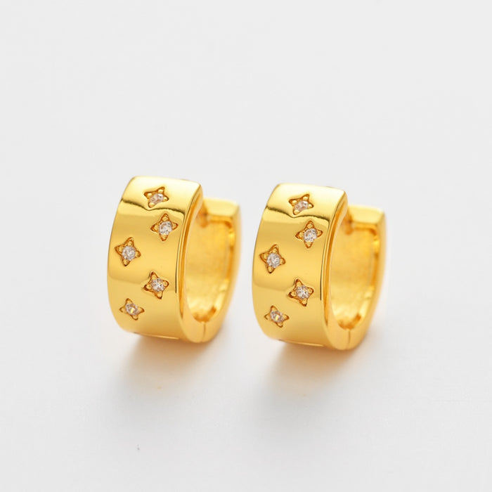 Wholesale C-shaped zircon starry sky Statemente Earrings