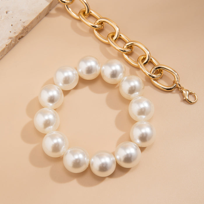 Wholesale Exaggerated Large Round Beads Pearl Alloy Bracelet JDC-BT-DaoNi005