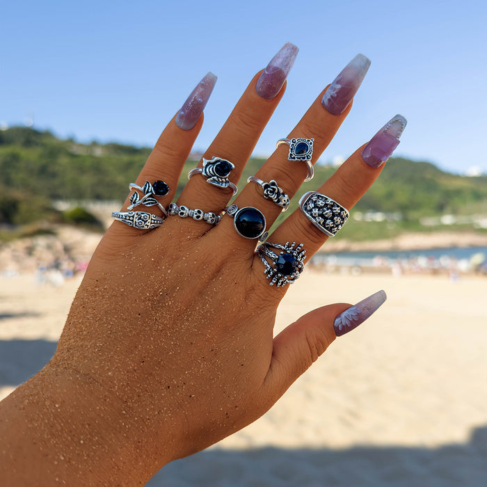 Wholesale Punk Style Skull Snake Ring Set Alloy Fashion Accessory MOQ≥2