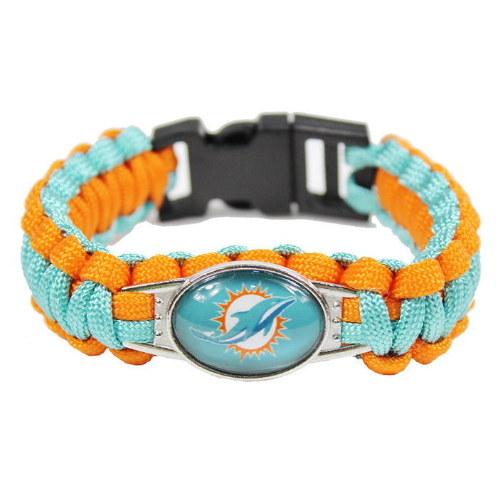Wholesale  Football Team Woven Bracelet Outdoor Lifesaving Bracelet