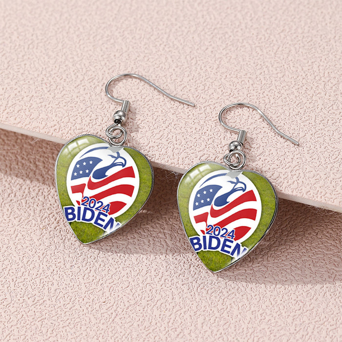 Wholesale Independence Day Stainless Steel Time Gem Love Earrings JDC-ES-KaLu005