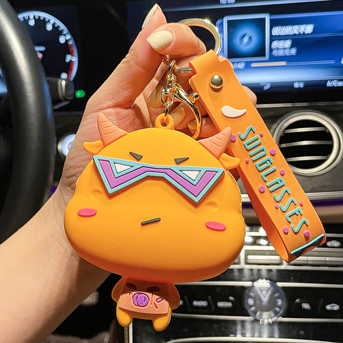 Wholesale  Original Electric Tiger Silicone Coin Purse Keychain Pendant Cute Children Zipper Storage Bag Keychain Hanging Ornaments