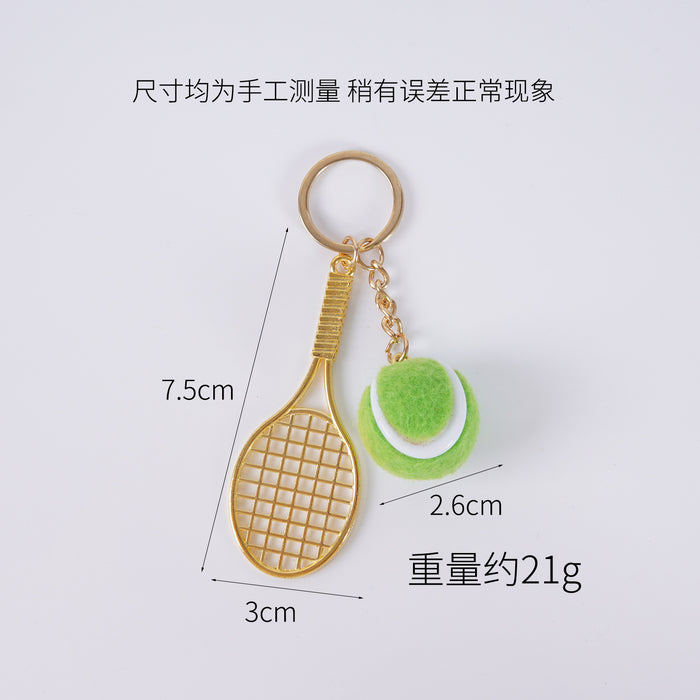 Wholesale Metal Tennis Racket Keychain Pendant Silver Blue Modern Minimalist Fashion Accessory MOQ≥2