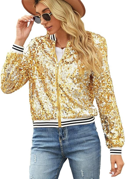Wholesale Autumn sequin et,  loose sequin baseball coat