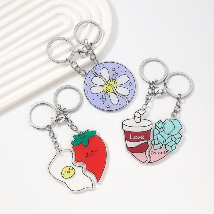 Wholesale Acrylic Love Magnet Keychain JDC-KC-RongRui073