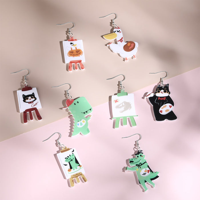 Wholesale Cartoon cat and elephant animal acrylic earrings