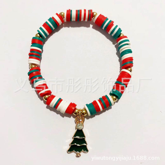 Wholesale Soft Clay Beaded Bracelet Christmas Tree Pearl Cartoon Sweet Versatile Bracelet Best Friend
