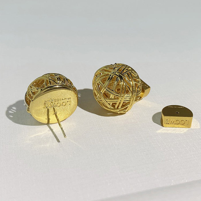 Wholesale Gold openwork woven exaggerated earrings