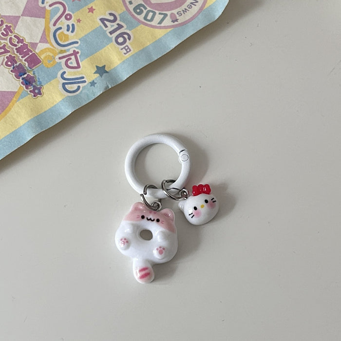 Wholesale Cute Cartoon Donut Cat Key Ring Siamese Cat Ins Wind Keychain Schoolbag Headset Pendant