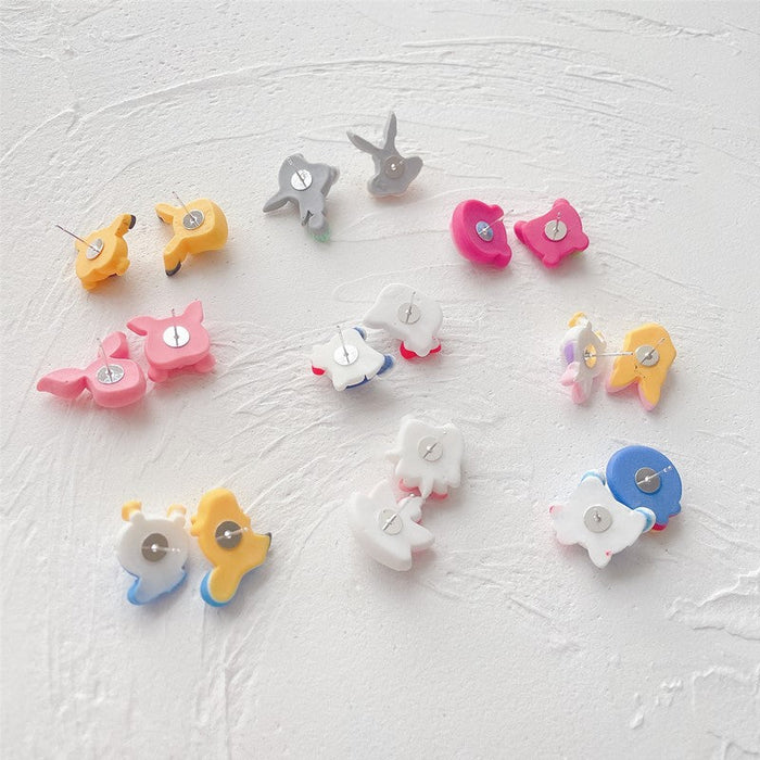 Wholesale Resin Earrings Cute Pink Cartoon (S) JDC-ES-Wenhua006