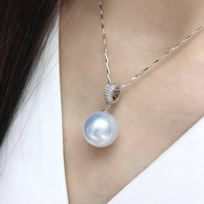 Wholesale  gold beads pearl pendant necklace 15-16mm18k gold diamond pearl necklace