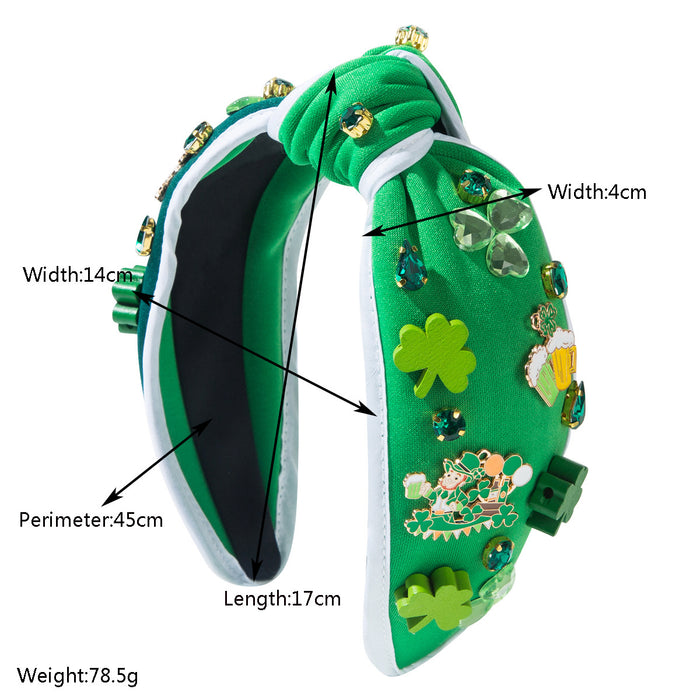 Wholesale St.  Patrick' s Day rhinestone-embellished clover accessory green headband