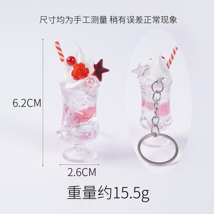 Wholesale Simulated Milk Tea Cup Pendant Fresh Style Keychain Bag Charm Modern Casual Accessory MOQ≥2