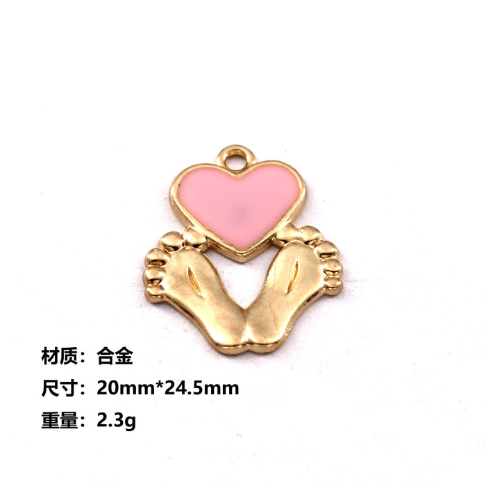 Wholesale 10pcs baby clothes baby bottle feet basketball alloy oil earrings pendant key chain pendant jewelry accessories