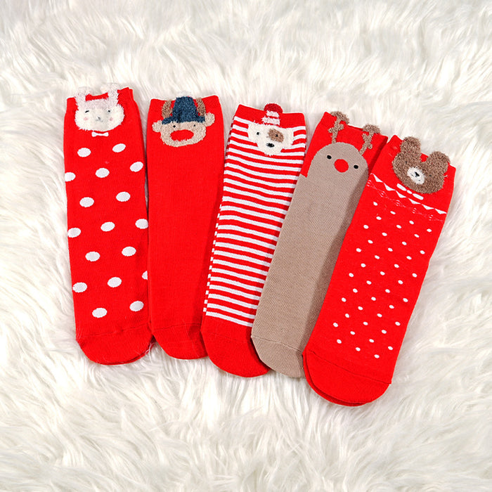 Wholesale  Christmas socks Red Bear socks women' s mid-calf length socks cute autumn and winter cartoon Christmas socks