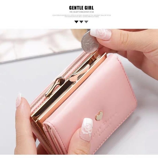 Wholesale Chic Folding Wallet with Sequins PU Solid Color Multi-Card Slots Fashion Accessory MOQ≥3