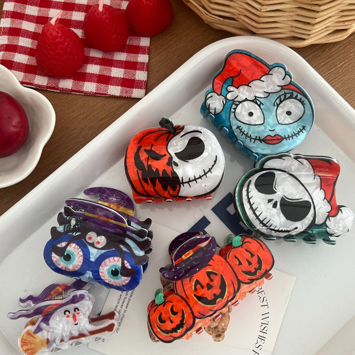 Wholesale  Hair Claw Clip  Pumpkin Head Witch Design Funny Face PVC Women S Holiday Hair Accessory For Boutique Resale