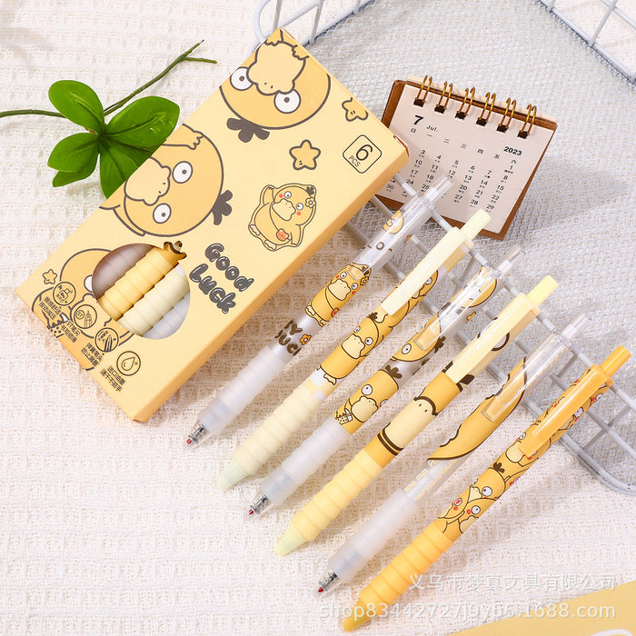 Wholesale 6pcs Cartoon neutral pen soft grip examination pen click pen signature pen