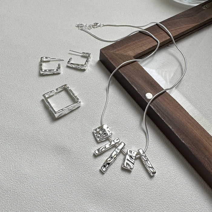 Wholesale Pure silver niche design texture irregular necklace collarbone chain