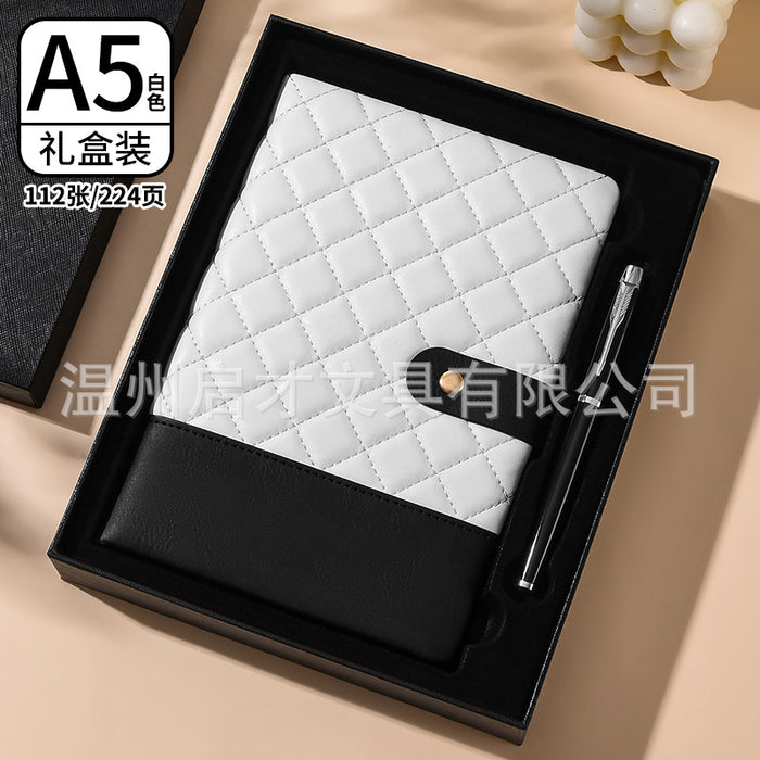 Wholesale Notebook Pu Spliced Rhombus Hand Ledger Creative High-Value Business Notepad