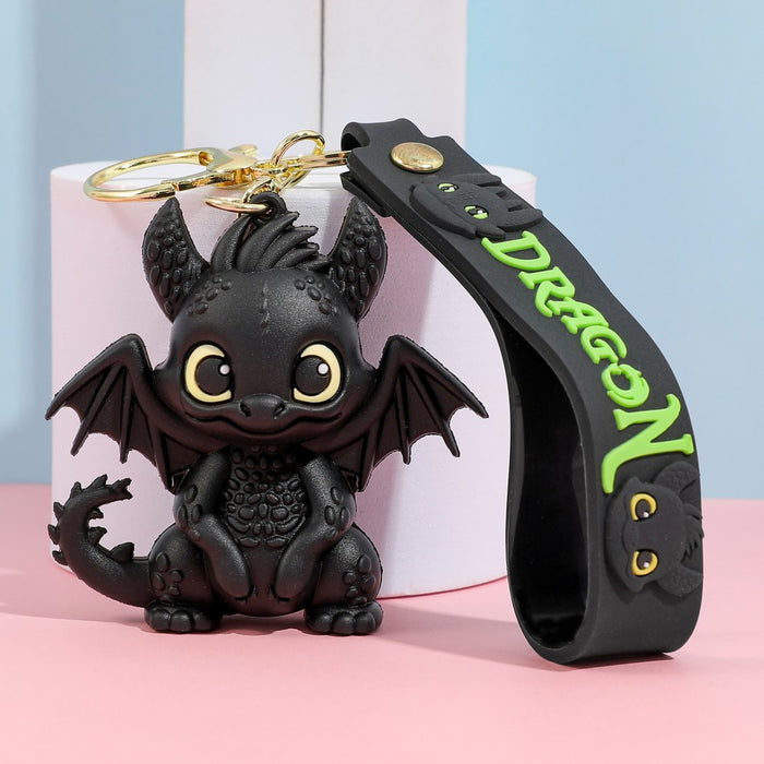 Wholesale Cartoon Black and White Little Flying Dragon Keychain Pendant Soft Plastic Cute Doll Accessories Luggage Pendant